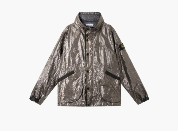 Stone Island Metal Cover Jacket with Creased Appearance and Concealed Hood Lavender 