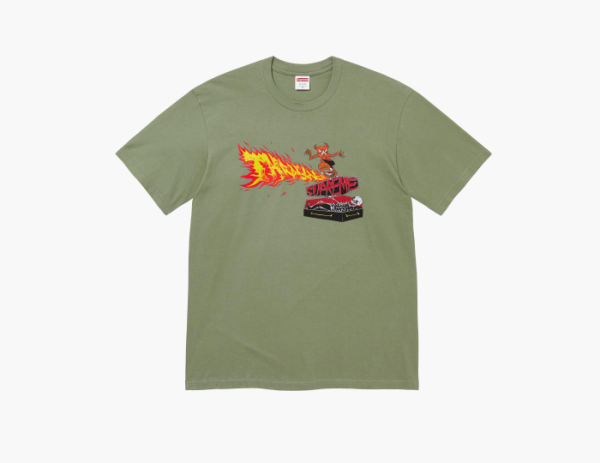 Supreme x Thrasher Back Tail Tee Light Olive 