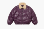 Supreme x Schott Chevron Leather Down Puffer Jacket Purple 