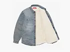 Supreme Faux Shearling Lined Work Shirt Washed Indigo Denim