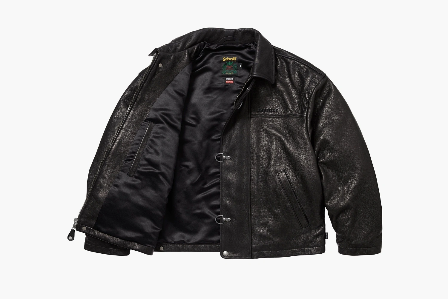 Supreme x Schott Leather Clip Jacket Black 