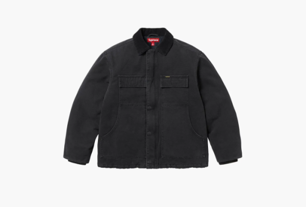 Supreme Old English Canvas Work Jacket Black 