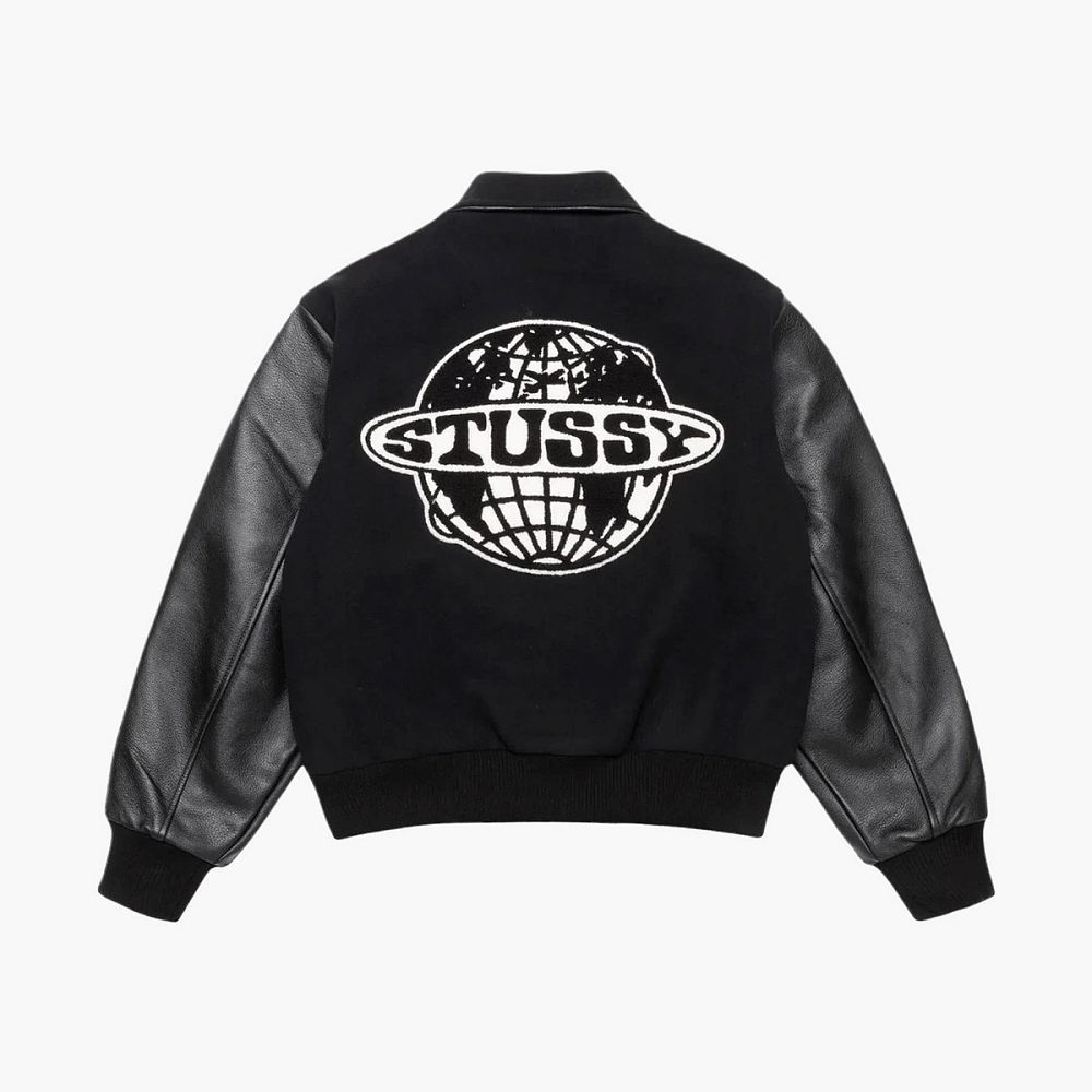 Stussy Globe Varsity Jacket Black