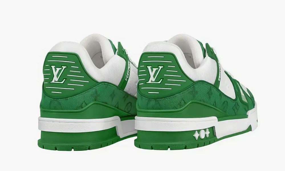 Louis Vuitton Trainer Green Monogram Denim White