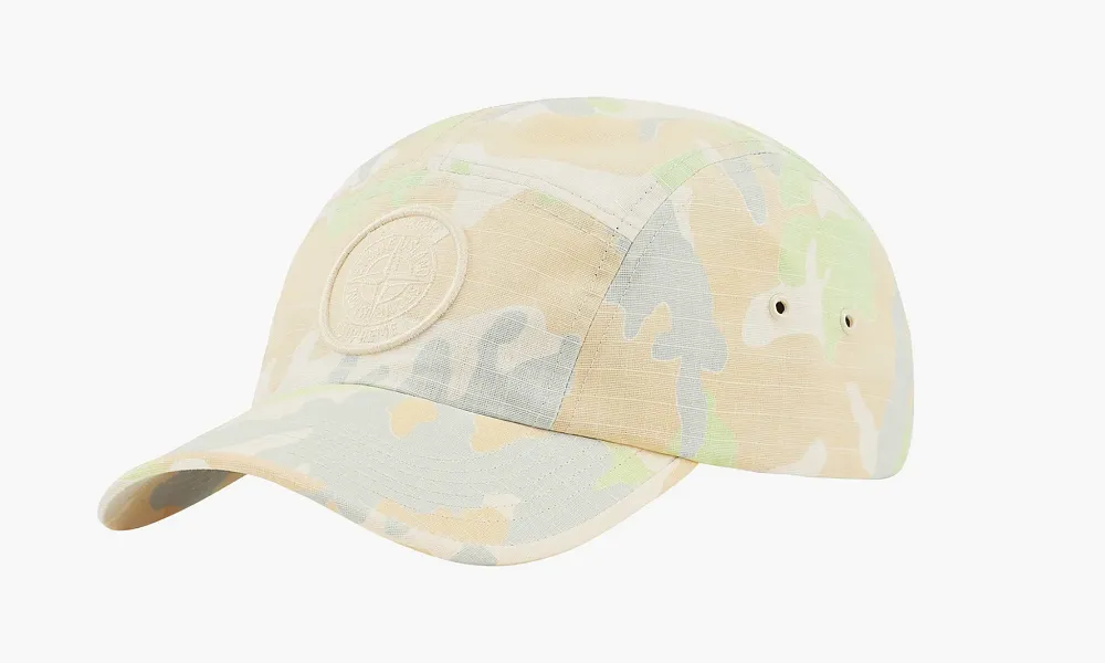 Stone Island X Supreme Reactive Ice Camo Ripstop Camp Cap Tan