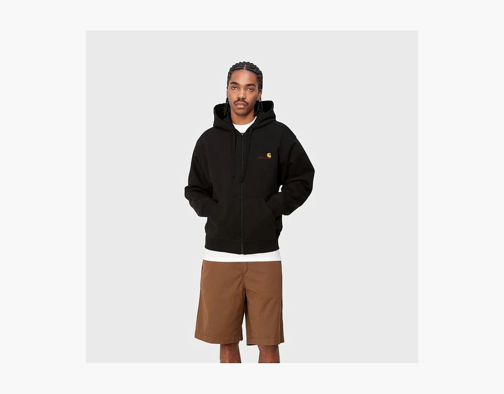 Carhartt WIP Hooded American Script Zip Jacket Black