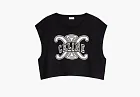 Celine Triomphe Top In Cotton Jersey Black