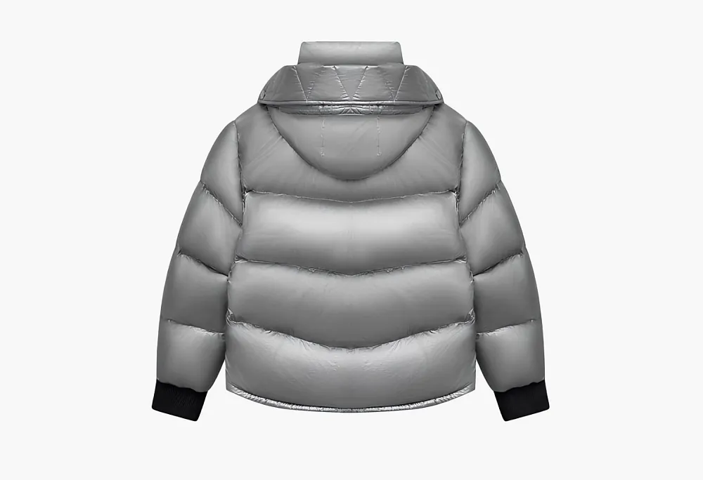 New Balance Cropped Hooded Down Jacket Silver