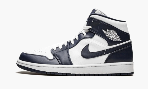 Air Jordan 1 Mid White Metallic Gold Obsidian 