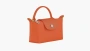Longchamp Le Pliage Green Handle Pouch Orange Carrot 