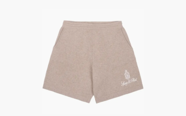 Sporty & Rich Vendome logo-embroidered Cashmere Shorts Beige 
