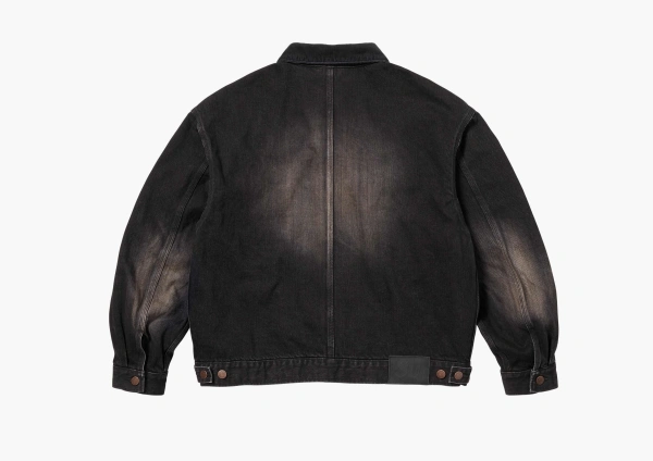 Supreme Distressed Selvedge Trucker Jacket Washed Black 