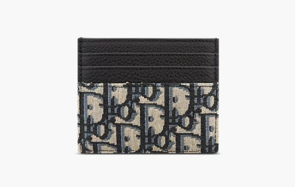 Dior Oblique Jacquard Calfskin Card Holder Beige/Black 