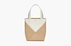Loewe Mini Puzzle Fold Tote Shiny Calfskin White