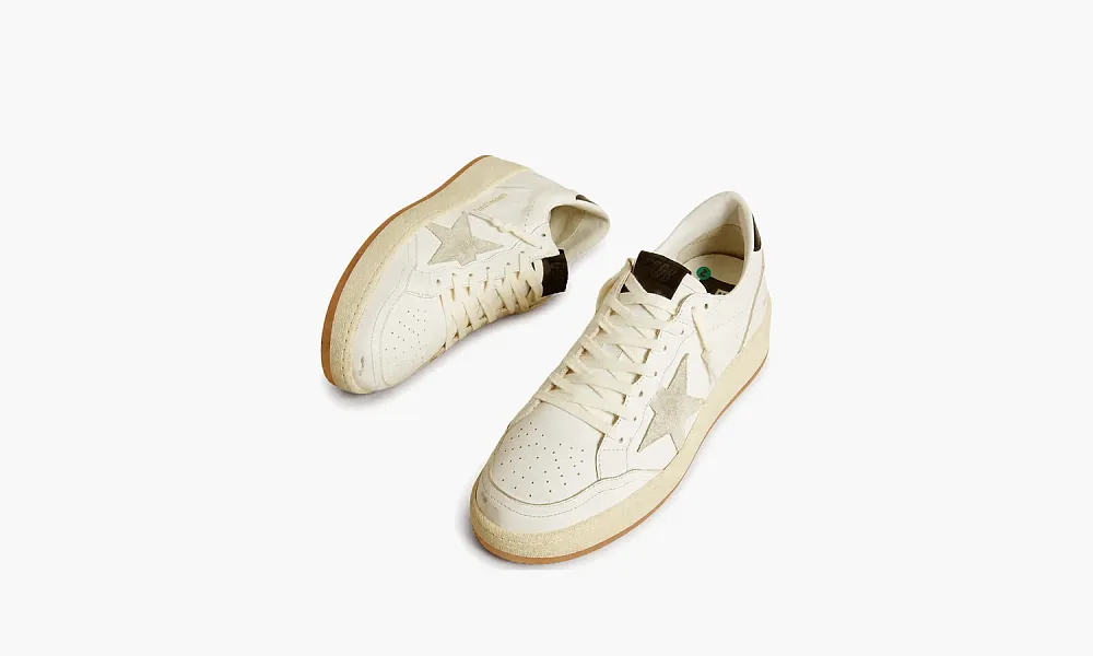 Golden Goose Ball Star White Black Heel