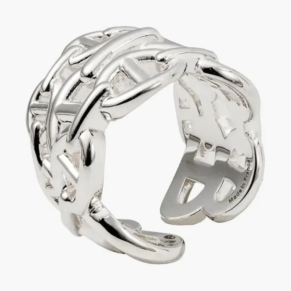 Hermes Large Chaine D'Ancre Enchainee Ring Sterling Silver