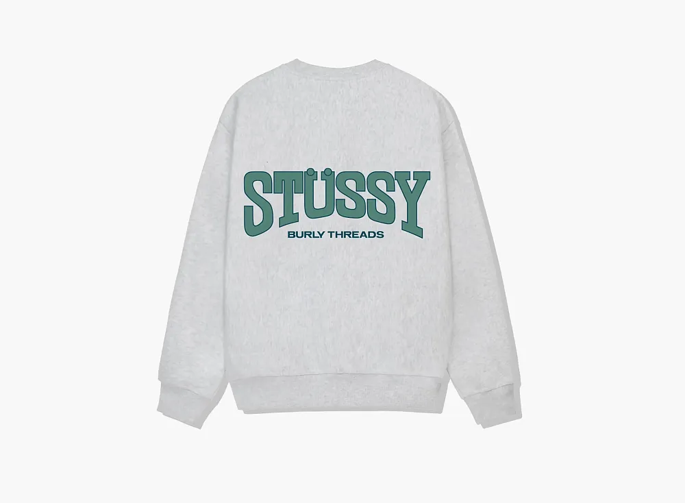 Stussy Burly Threads Crew  Ash Heather