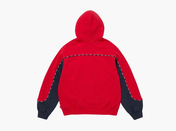 Supreme Piping Zip Up Hooded Sweatshirt Red 