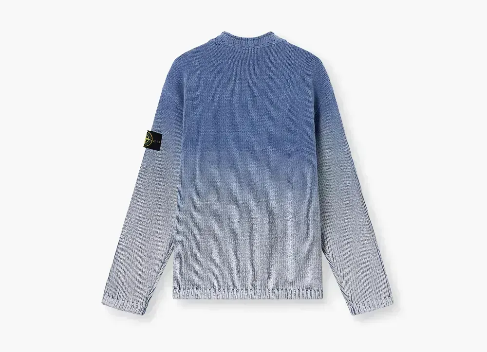 Stone Island Cotton Chenille Degrade Print Crewneck Jumper Avio Blue