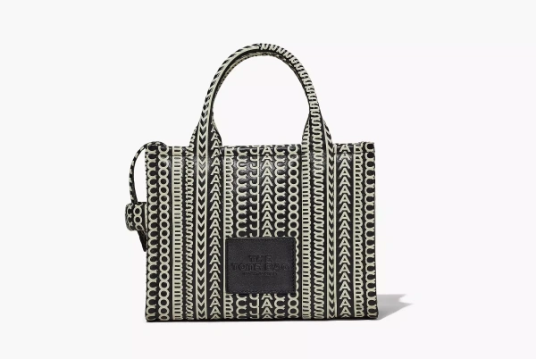 Marc Jacobs The Monogram Leather Small Tote Black/White 