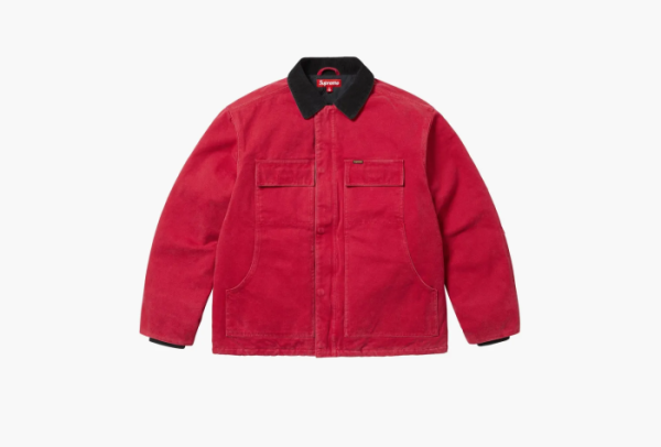 Supreme Old English Canvas Work Jacket Red 