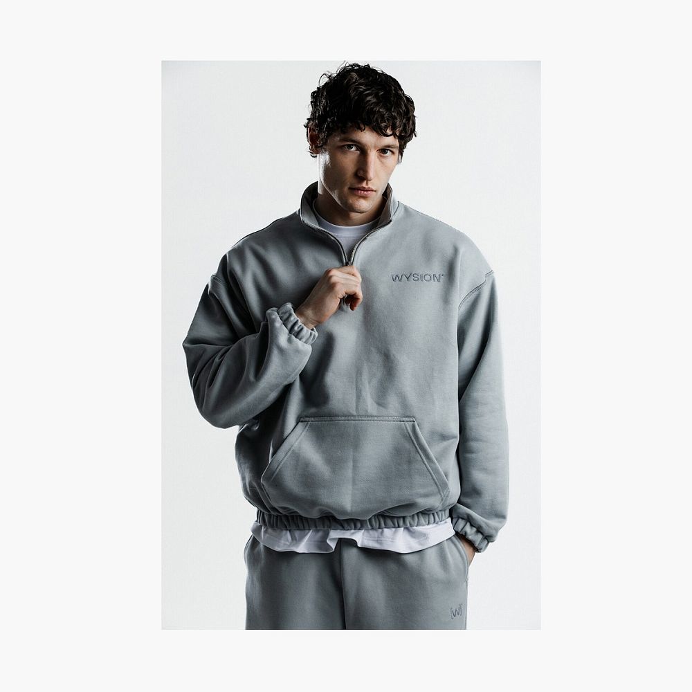 WYSION ZIP SWEATSHIRT SKY GREY