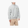Carhartt WIP FW22 Half Zip American Script Sweatshirt - Ash Heather Logo 