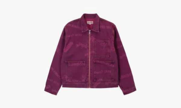 Stussy Worldwide Zip Work Jacket Burgundy 