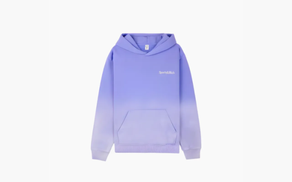 Sporty & Rich Serif Logo Embroidered Cropped Hoodie Blue 