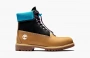 Timberland Premium 6 Inch Waterproof Boots "Wheat Nubuck With Black And Blue Collar" 