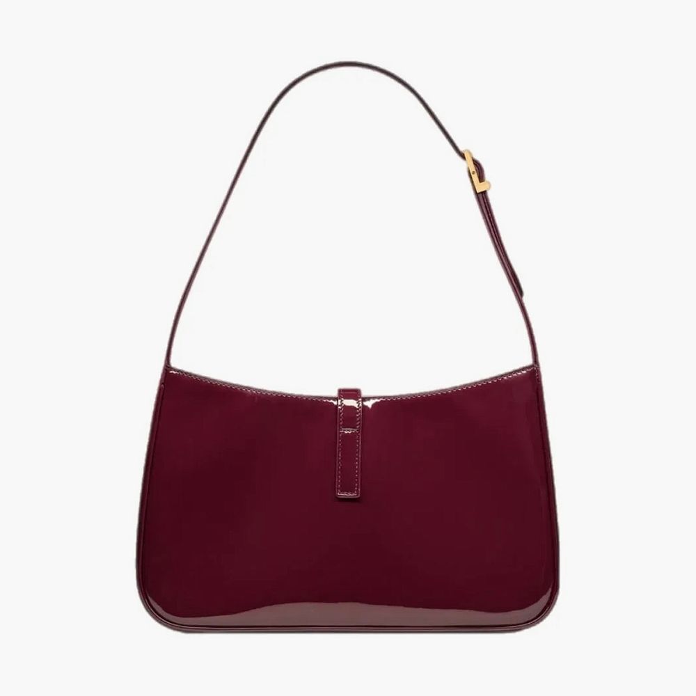 Saint Laurent Le 5 À 7 Mini Patent Leather Shoulder Bag Dark Red Wine