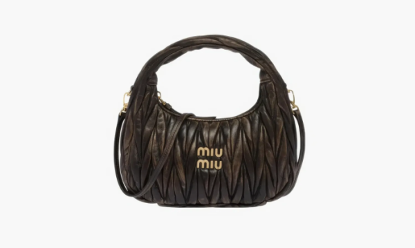 Miu Miu Wander Matelasse Nappa Leather Hobo Bag Sand / Coffee 