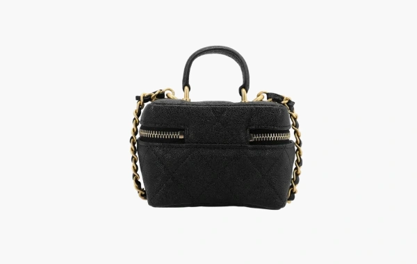 Chanel Small Vanity With Chain Leather Crossbody Bag Black 