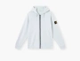 Stone Island Organic Cotton Fleece Hooded Sweatshirt with Drawstring Hood and Zip Sky Blue 