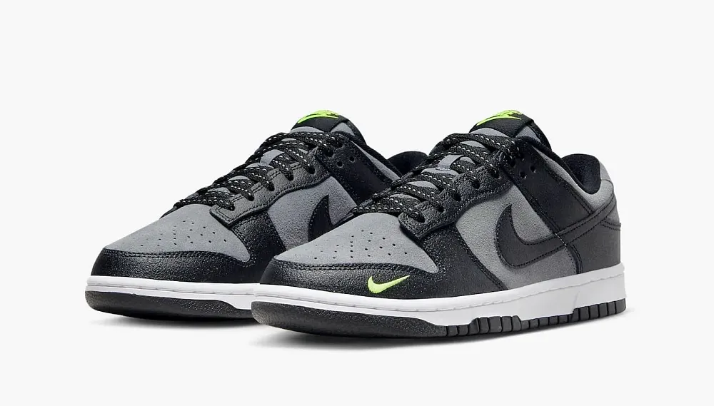 Nike Dunk Low Black Cool Grey Volt Mini Swoosh