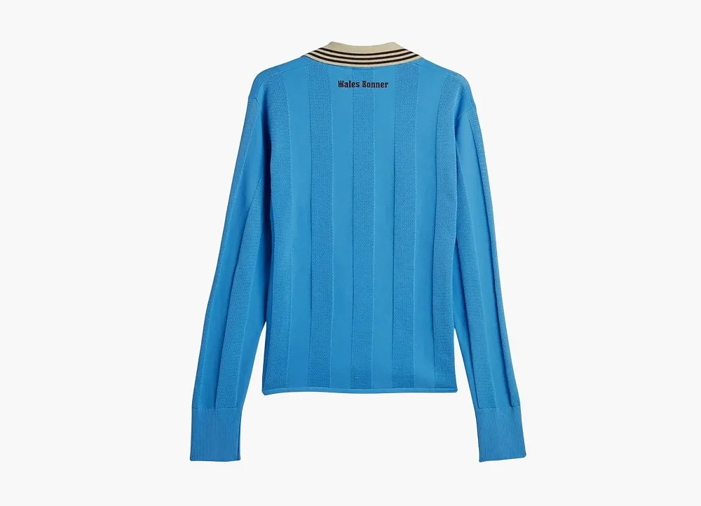 Adidas x Wales Bonner Knit Long-Sleeve Football Tee Lucky Blue