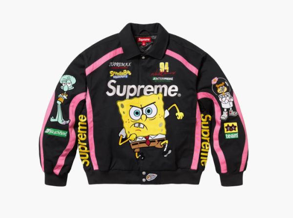 Supreme SpongeBob SquarePants Jeff Hamilton Racing Jacket  Black 