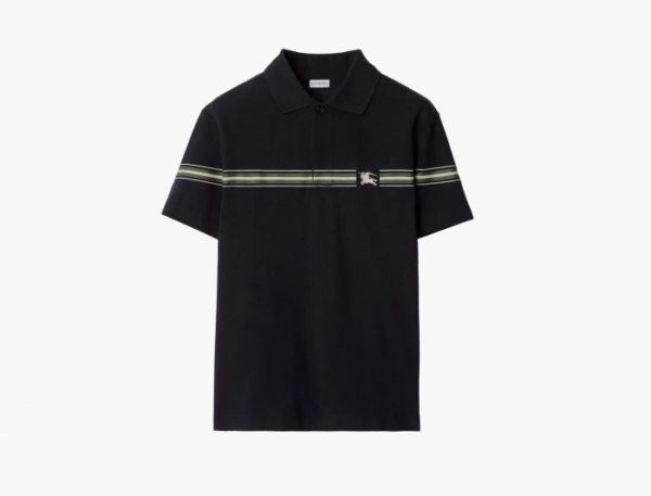 Burberry Striped Cotton Polo Shirt  Indigo 