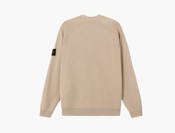 Stone Island Light Raw Hand Organic Cotton Crewneck Jumper Desert 