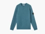 Stone Island Fancy Yarn Mouline Wool Sweater Petrol Blue Melange 