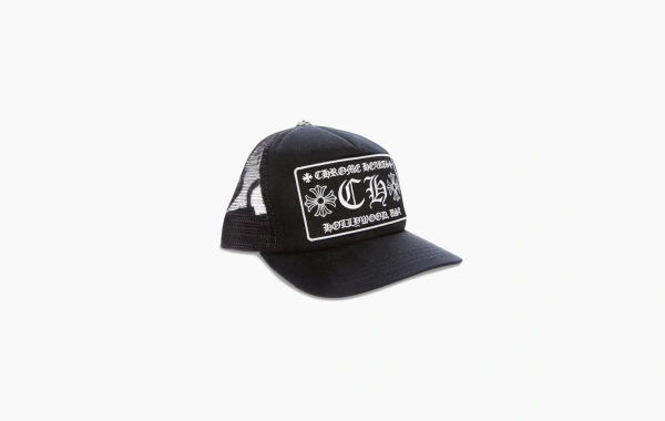 Chrome Hearts CH Hollywood Trucker Hat Black/Black  Chrome Hearts CH Hollywood Trucker Hat Black/Black