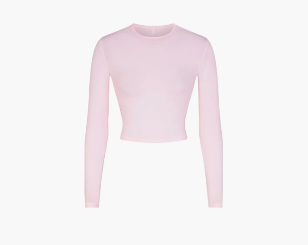 Skims Cropped Long Sleeve T-Shirt Cherry Blossom 