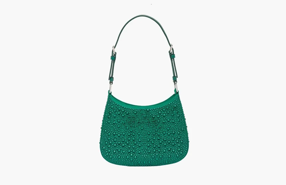 Prada Cleo Satin Bag Crystals Green