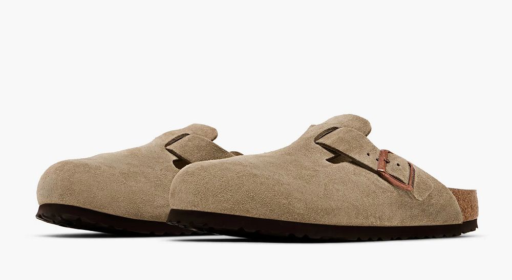 Birkenstock Boston Soft Footbed Suede Narrow Fit Taupe