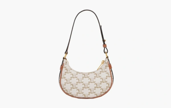 Celine Mini Ava in Triomphe Canvas and Calfskin White/Tan 