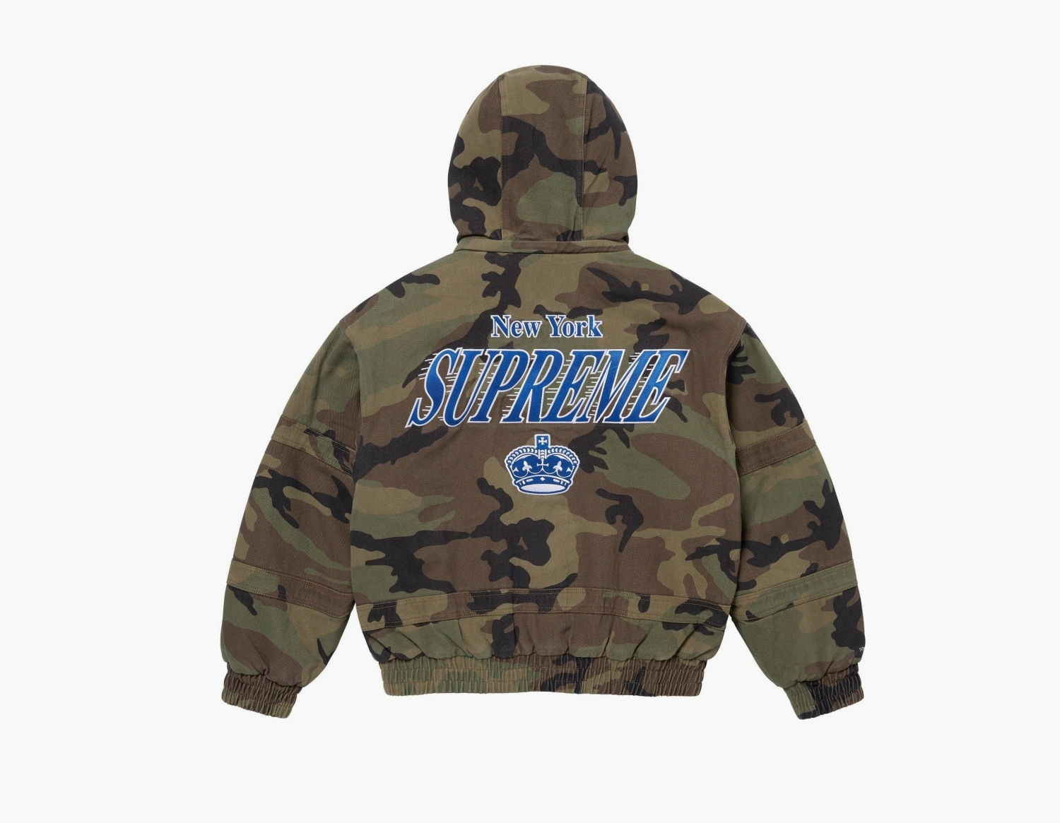 Supreme x Mitchell & Ness Twill Stadium Jacket Woodland Camo 