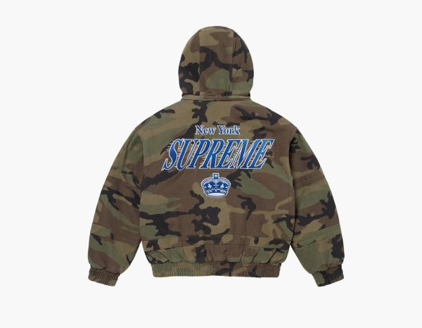 Supreme x Mitchell & Ness Twill Stadium Jacket Woodland Camo 