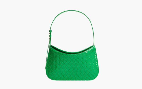 Bottega Veneta Flap Cow Leather Half Moon Bag Green 