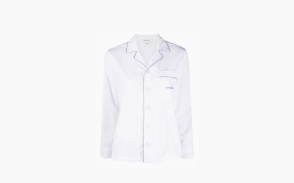 Sporty & Rich chest-pocket cotton pyjama top WMNS White 