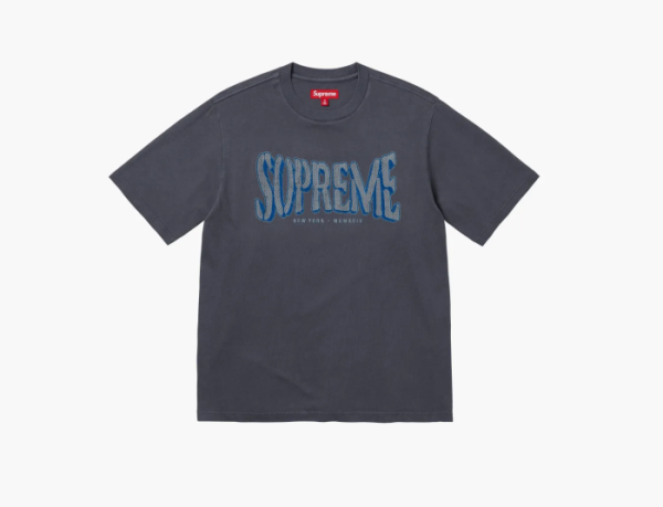 Supreme Flocked Washed S/S Top  Dusty Navy 